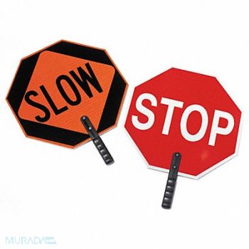 GRAINGER APPROVED Paddle Sign Stop/Slow 18 in H, 6FGK0