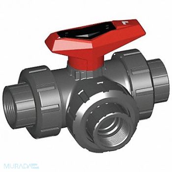GF PIPING SYSTEMS PVC Ball Valve 3-Way Union FNPT 1/2 in, 6FXG2