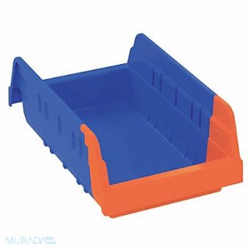 AKRO-MILS H8695 Shelf Bin Blue/Orange IndstrGrdPoly 4 in, 6GDK4