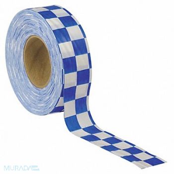 PRESCO PRODUCTS CO Flagging Tape White/Blue 300ft x 1-3/8In, 6GJL3