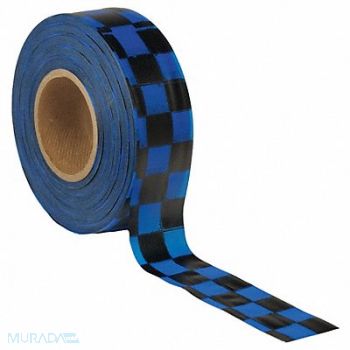 PRESCO PRODUCTS CO Flagging Tape Blue/Blk 300ft x 1-3/16In, 6GJL4