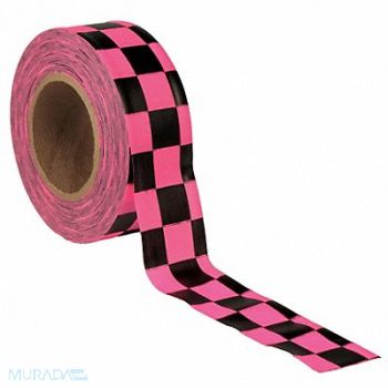 PRESCO PRODUCTS CO Flagging Tape Pnk Glo/Blk 150ft 1-3/16In, 6GJL5