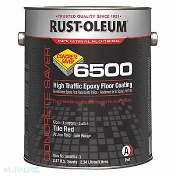 RUST-OLEUM Floor Coating 6500 Tile Red 1 gal Can, 6H058