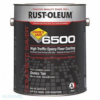 RUST-OLEUM Floor Coating 6500 Dunes Tan 1 gal Can, 6H059