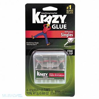 KRAZY GLUE Instant Adhesive 0.07 fl oz Tube PK4, 6HCH5