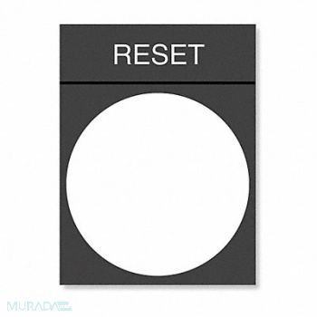 SCHNEIDER ELECTRIC Legend Plate Reset White/Black, 6JC58