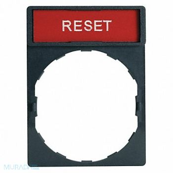 SCHNEIDER ELECTRIC Legend Plate Rectangular Reset White/Red, 6JC59