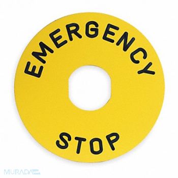 SCHNEIDER ELECTRIC Legend Plate Emergency Stop Black/Yellow, 6JC79
