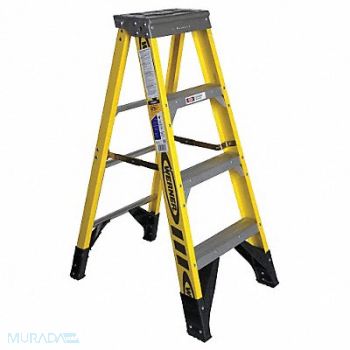WERNER Stepladder Fiberglass 4 ft H 375 lb Cap, 6JJ81