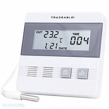TRACEABLE Digital Therm Time/Date Max/Min Memory, 6KEA2