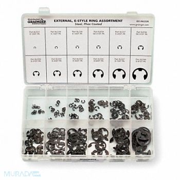 GRAINGER APPROVED E Style Ring Asst 255 Pc 12 Szs, 6LD26