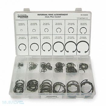 GRAINGER APPROVED Int Retain Ring Asst 180 Pc 12 Szs, 6LD28