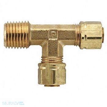 PARKER Run Tee Brass CompxM 1/4In PK10, 6LG26