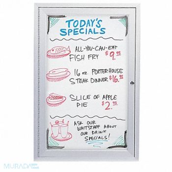 UNITED VISUAL PRODUCTS Enclosed Bulletin Board Wet/Dry 36 x24, 6LUV5