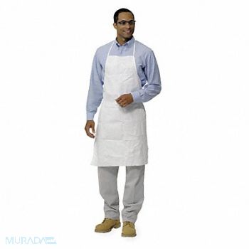 DUPONT Bib Apron Universal White PK100, 6LY64