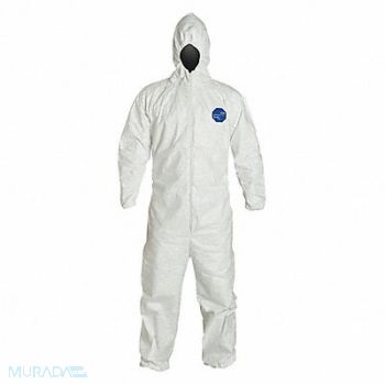 DUPONT Hooded Coverall Elastic White XL, 30F384