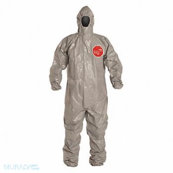 DUPONT Hooded Coveralls Gray S Elastic PK6, 29EX14