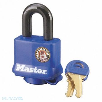 MASTER LOCK Keyed Padlock 1/2 in Rectangle Blue, 6MCP7