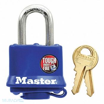 MASTER LOCK Keyed Padlock 1/2 in Rectangle Blue, 6MCP5