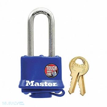 MASTER LOCK Keyed Padlock 1/2 in Rectangle Blue, 6MCP8