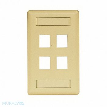 HUBBELL PREMISE WIRING Wall Plate 4 Port, 6MH84