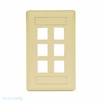 HUBBELL PREMISE WIRING Wall Plate 6 Port, 6MH87