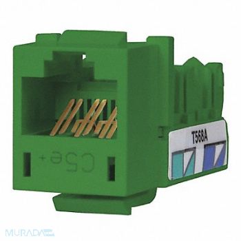 HUBBELL PREMISE WIRING Jack Green Cat5e+ Rj45, 6MJ31