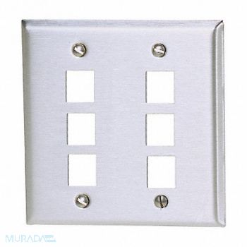 HUBBELL PREMISE WIRING Wall Plate 6 Port, 6MK56