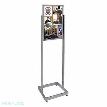 UNITED VISUAL PRODUCTS Sign Holder Pedestal 14x22 Alum Chrome, 6MVE1