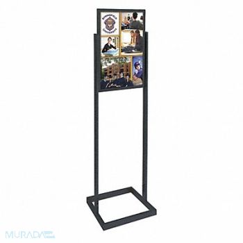UNITED VISUAL PRODUCTS Sign Holder Pedestal 14x22 Alum Black, 6MVE2