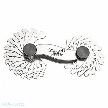 STARRETT Thread Pitch Gauge Set Thread Ang 60 deg, 6NAX2