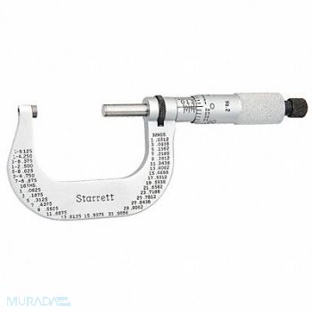 STARRETT Outside Micrometer Mech 1 to 2 In 0.001, 6NAY0