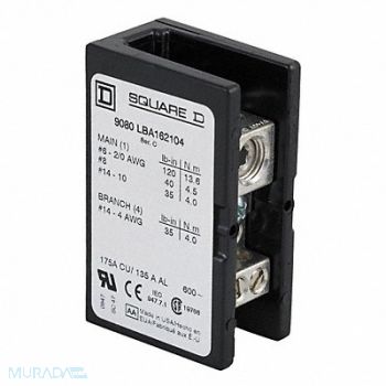 SQUARE D Power Distr Block Al/Cu 600V AC/DC, 6NHG3