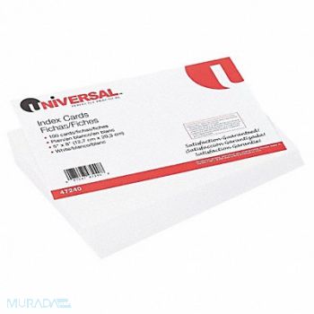 UNIVERSAL Index Cards Unruled 5 x 8 PK100, 6PDV3