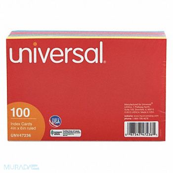 UNIVERSAL Index Cards Ruled 4 x 6 PK100, 6PDV7