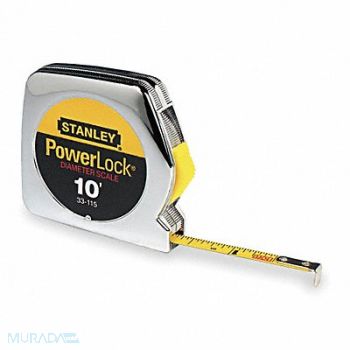 STANLEY Tape Measure 1/4 In x 10 ft Chrome In/Ft, 6R065