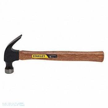 STANLEY Curved Claw Hammer 16oz Polished Hickory, 6R252