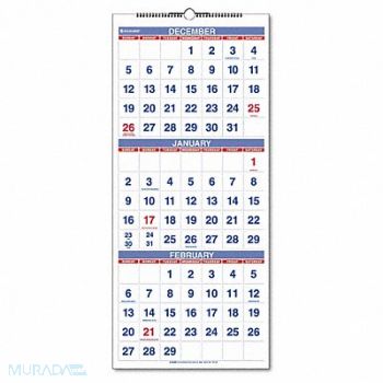 AT-A-GLANCE Wall Calendar 3 Month 12 x 27 In, 6RMP3