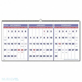 AT-A-GLANCE Wall Calendar 3 Month 23-1/2 x 12 In, 6RMR3
