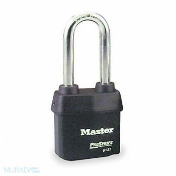 MASTER LOCK Keyed Padlock 7/8 in Rectangle Black, 6T405