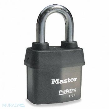 MASTER LOCK Keyed Padlock 7/8 in Rectangle Black, 6T406