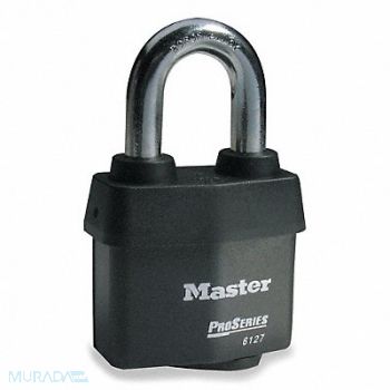 MASTER LOCK Keyed Padlock 7/8 in Rectangle Black, 4EZG1