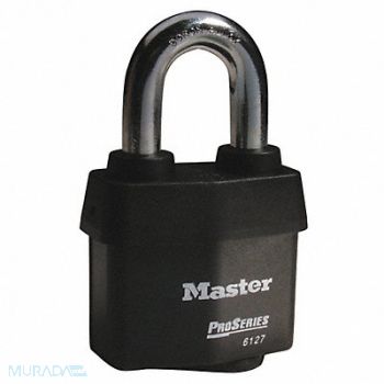 MASTER LOCK Keyed Padlock 7/8 in Rectangle Black, 6T409