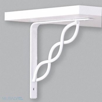 JOHN STERLING 8 IN White Scroll Shelf Bracket, 6UDH1