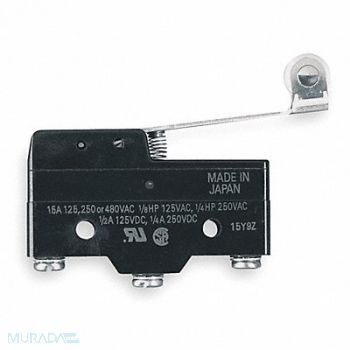 OMRON Snap Switch 15A SPDT Hinge Roller Lever, 6X285