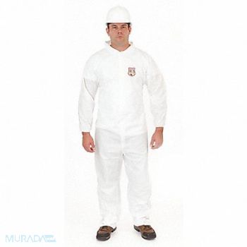 INTERNATIONAL ENVIROGUARD Collared Coverall Open White M PK25, 6XMH7