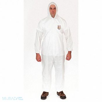 INTERNATIONAL ENVIROGUARD Hooded Coverall Elastic White M PK25, 6XMJ9