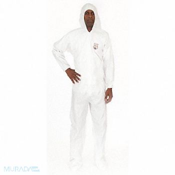 INTERNATIONAL ENVIROGUARD Hooded Coverall w/Boots White 4XL PK25, 6XML0