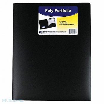C-LINE PRODUCTS Poly Portfolio Folder Black PK25, 6XUX9
