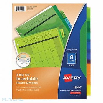 AVERY Binder Divider Insertable Multicolor, 6XVX3